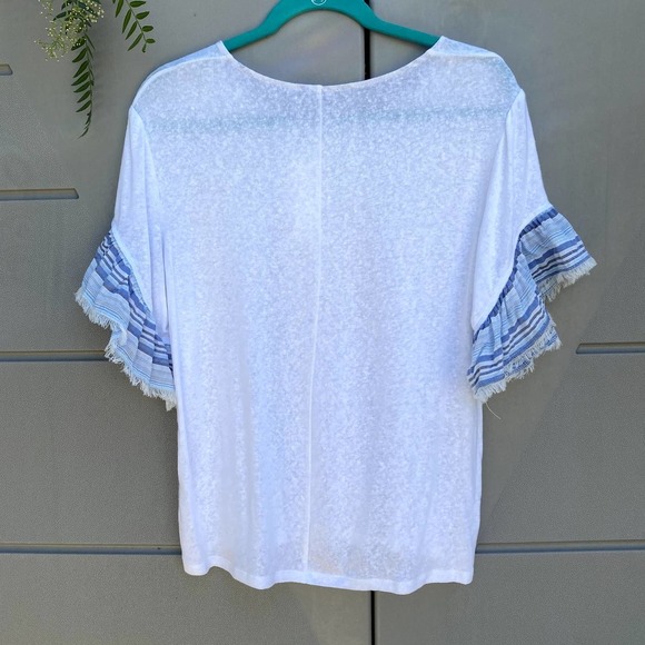 Drew Flutter Sleeve Linen cotton Blouse NEW Size medium` - Picture 2 of 6